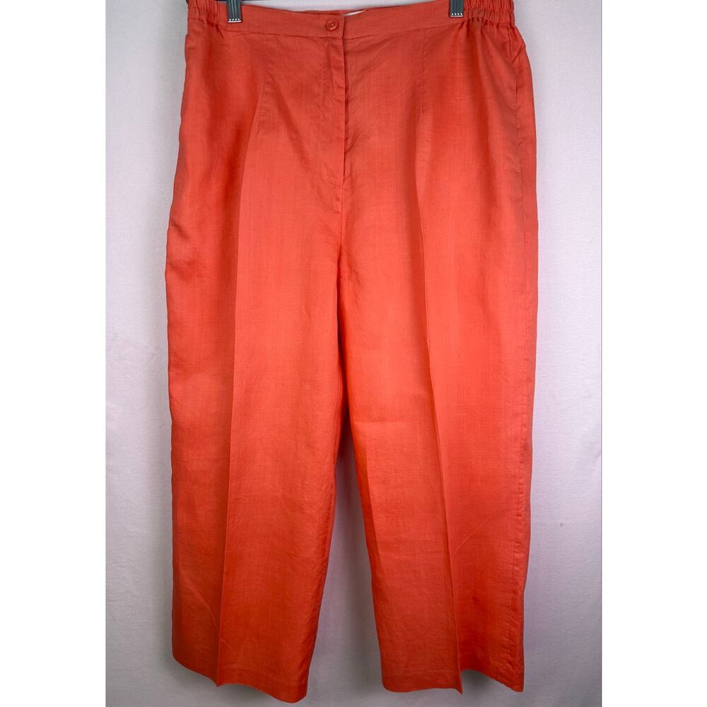Lino USA 100% Linen Coral Capri Trousers Wide Leg Pants Women’s Size XL - Picture 2 of 11